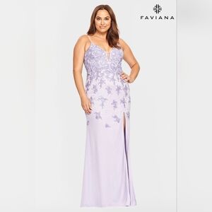 NWT Size 14w Faviana Periwinkle Tulle & Lace Applique Dress